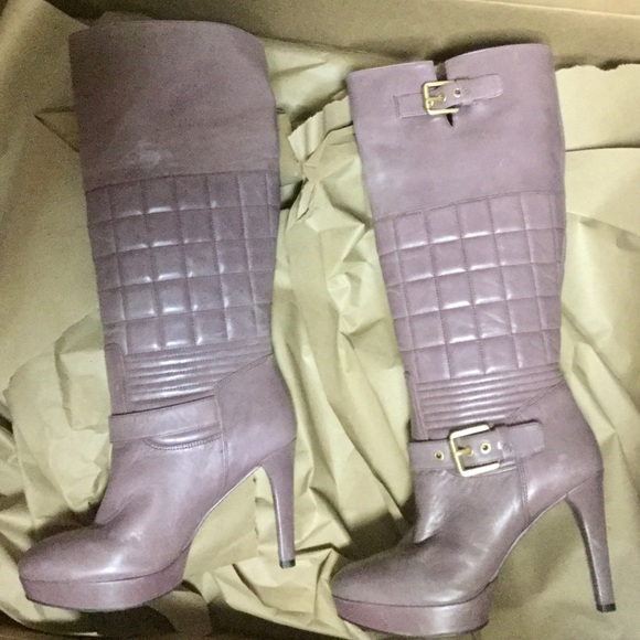 Light Purple Leather Stiletto Tall Boots, Size 5.5 - Picture 5 of 7